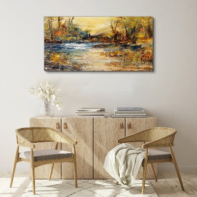 Obraz canvas Jesenná rieka v zlatých farbách