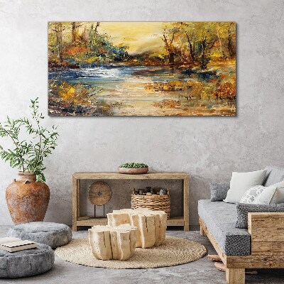 Obraz canvas Jesenná rieka v zlatých farbách