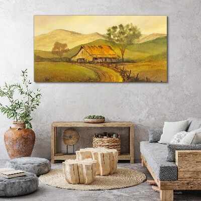 Obraz Canvas Maľovanie hory prírody