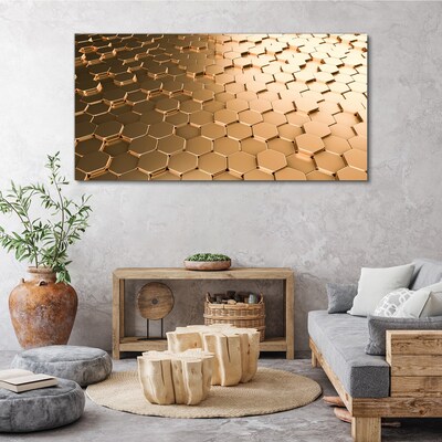 Obraz Canvas Zlaté šesťuholníky na skle
