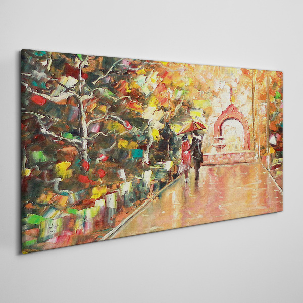 Obraz Canvas Jesenná ulička s dáždnikmi
