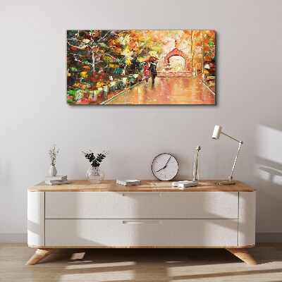 Obraz Canvas Jesenná ulička s dáždnikmi