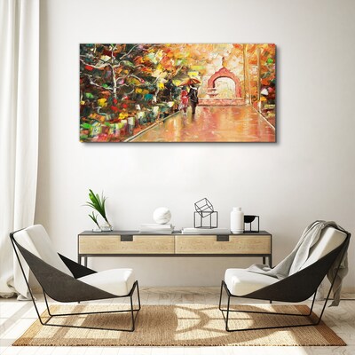 Obraz Canvas Jesenná ulička s dáždnikmi