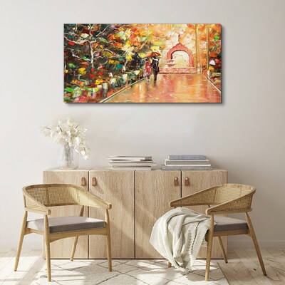 Obraz Canvas Jesenná ulička s dáždnikmi