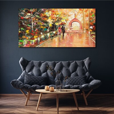 Obraz Canvas Jesenná ulička s dáždnikmi