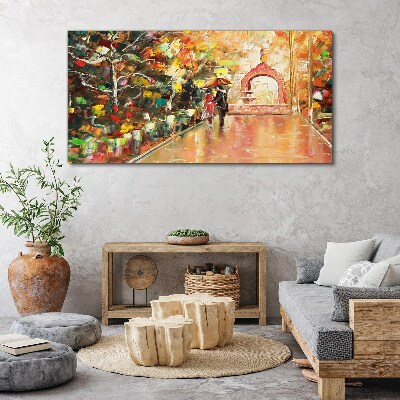 Obraz Canvas Jesenná ulička s dáždnikmi