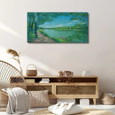 Obraz Canvas Maľba rieka las príroda