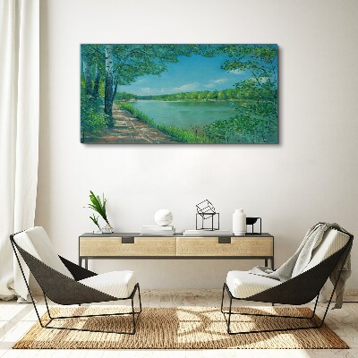 Obraz Canvas Maľba rieka las príroda