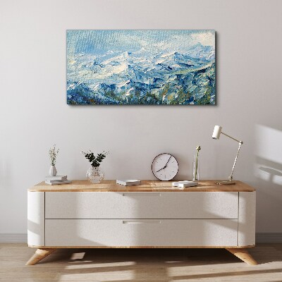Obraz Canvas Horská krajina v odtieňoch modrej
