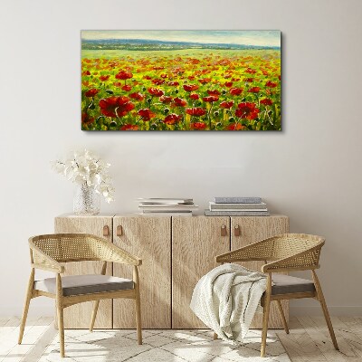 Obraz Canvas Maľovanie kvety lúka maki