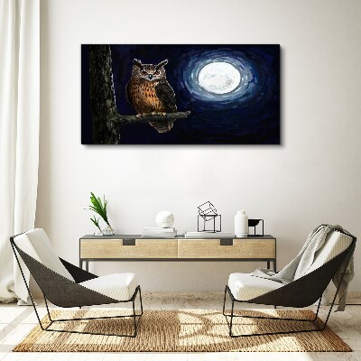Obraz canvas strom vetva sova nočné mesiac