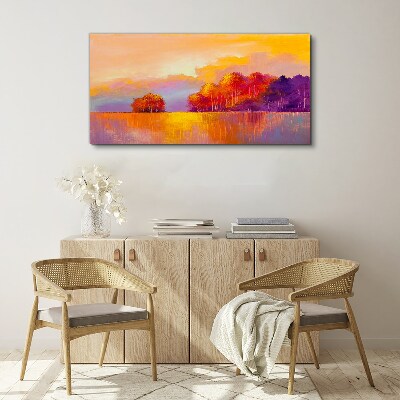 Obraz Canvas Farebný západ slnka nad lúkou