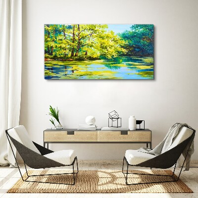 Obraz canvas Jazero rieky strom tráva