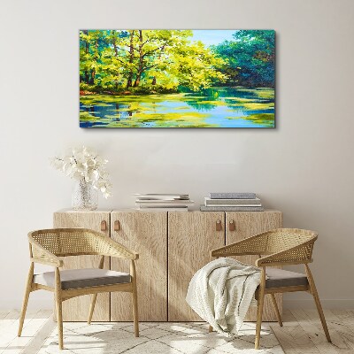 Obraz canvas Jazero rieky strom tráva