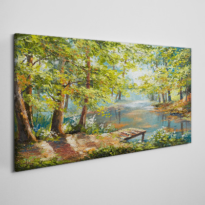 Obraz Canvas Pokojná lesná krajina pri jazere