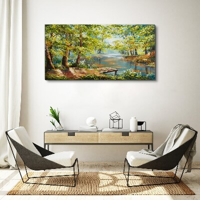 Obraz Canvas Pokojná lesná krajina pri jazere
