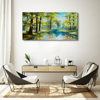 Obraz Canvas Pokojná lesná krajina pri vode