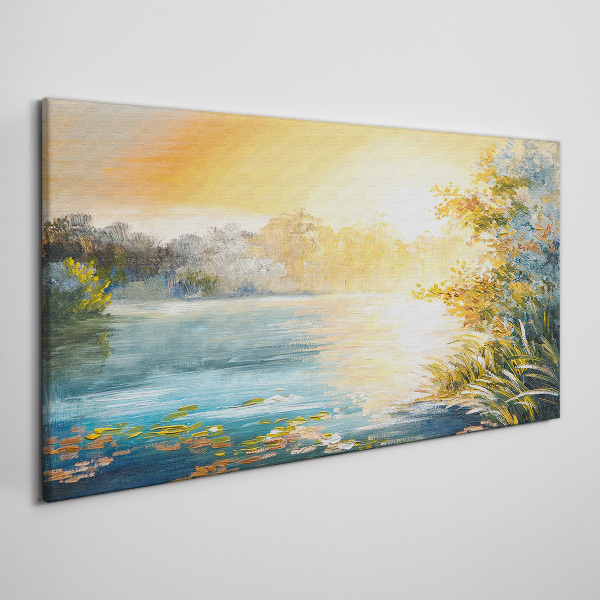 Obraz canvas Ranná pohoda pri rieke