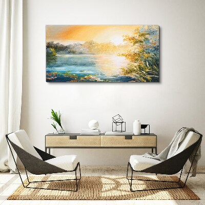 Obraz canvas Ranná pohoda pri rieke