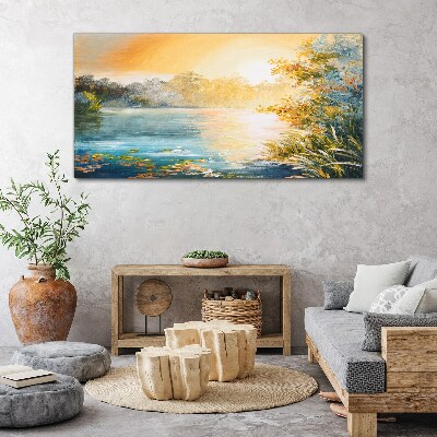 Obraz canvas Ranná pohoda pri rieke