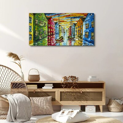 Obraz Canvas Farebné mestské domy pri rieke