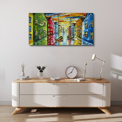 Obraz Canvas Maľba abstrakcie domy