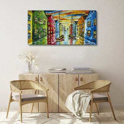 Obraz Canvas Farebné mestské domy pri rieke