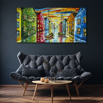 Obraz Canvas Farebné mestské domy pri rieke