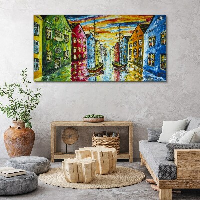 Obraz Canvas Farebné mestské domy pri rieke