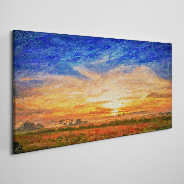 Obraz Canvas Západ slnka nad vidieckou krajinou