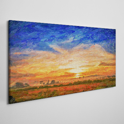 Obraz Canvas Západ slnka nad vidieckou krajinou