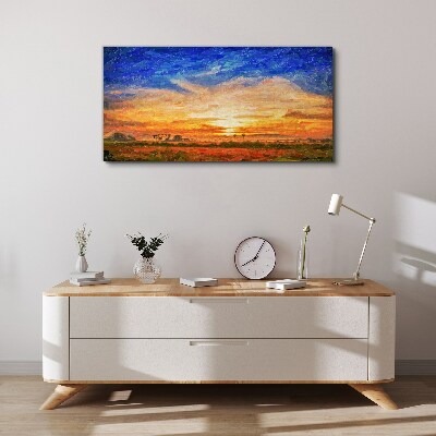 Obraz Canvas Západ slnka nad vidieckou krajinou