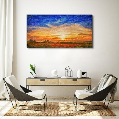 Obraz Canvas Západ slnka nad vidieckou krajinou