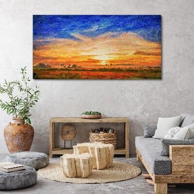 Obraz Canvas Západ slnka nad vidieckou krajinou