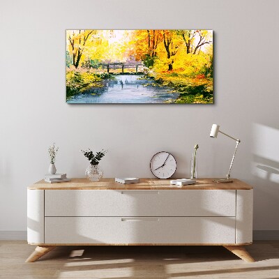 Obraz canvas Zlatá jeseň na rieke