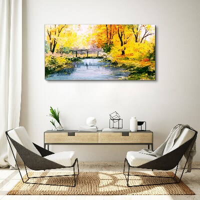 Obraz canvas Zlatá jeseň na rieke
