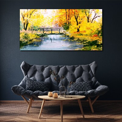 Obraz canvas Zlatá jeseň na rieke