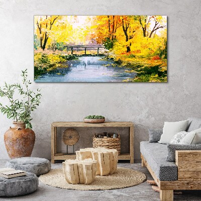 Obraz canvas Zlatá jeseň na rieke
