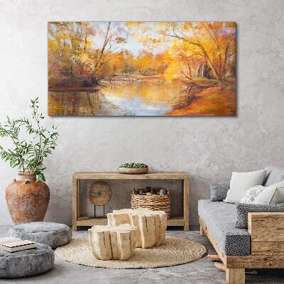 Obraz canvas Lesné rieka príroda jeseň