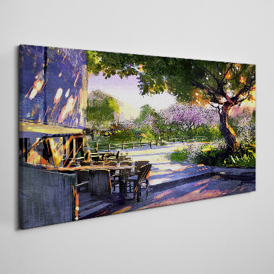 Obraz canvas Stromy kvety kopec slnko
