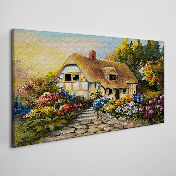 Obraz canvas Očarujúca vidiecka chata v kvetoch