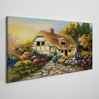 Obraz canvas Očarujúca vidiecka chata v kvetoch