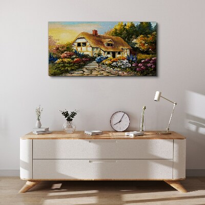 Obraz canvas Očarujúca vidiecka chata v kvetoch