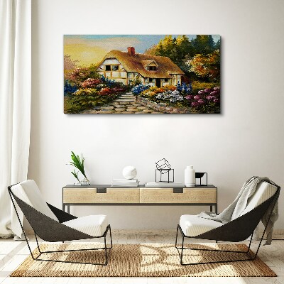 Obraz canvas Očarujúca vidiecka chata v kvetoch