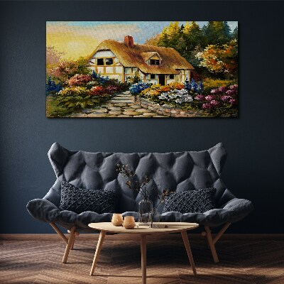 Obraz canvas Očarujúca vidiecka chata v kvetoch