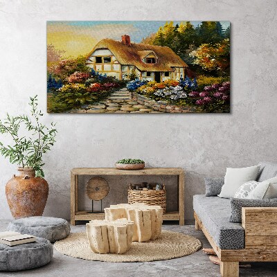 Obraz canvas Očarujúca vidiecka chata v kvetoch