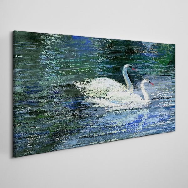 Obraz canvas Pokojná voda s labuťami