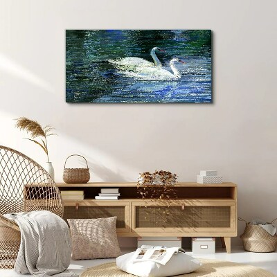 Obraz canvas Jazero vtákov labute vody