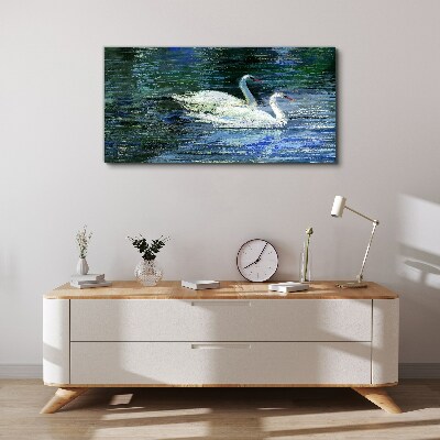 Obraz canvas Pokojná voda s labuťami