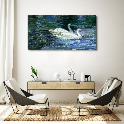 Obraz canvas Pokojná voda s labuťami